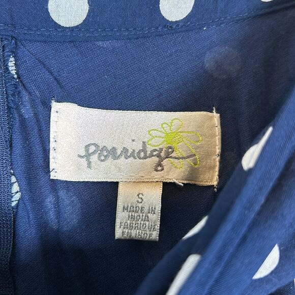 Anthropologie Porridge Retro Tie Waist Tandy Midi navy polka dot skirt Size S - Picture 7 of 10